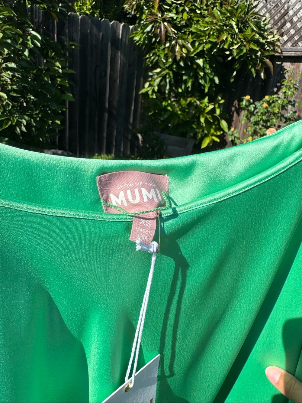 NWT Show Me Your Mumu Rhea One Shoulder Dress in Luxe Kiwi Satin size XS - Picture 14 of 14